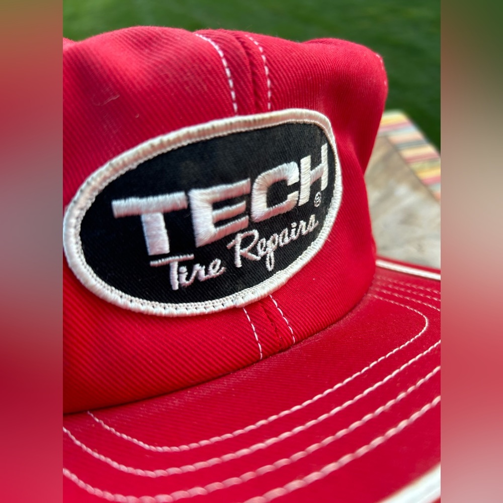 Tech Tire Repair Hat vintage Patch snapback red black Made in USA...